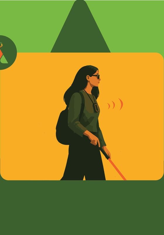 A person using a white cane while walking, representing assistive technology in everyday use.
