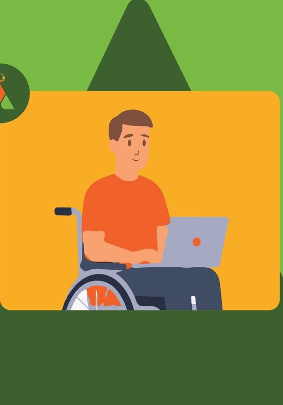 A wheelchair user working on a laptop, representing accessible digital tools and technology.
